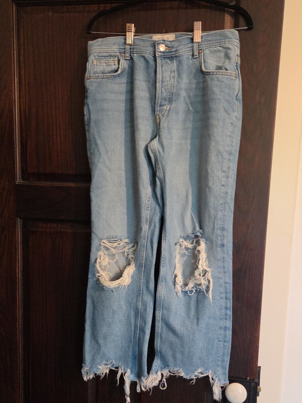 We The Free Light Blue Distressed Flare Jeans Maggie